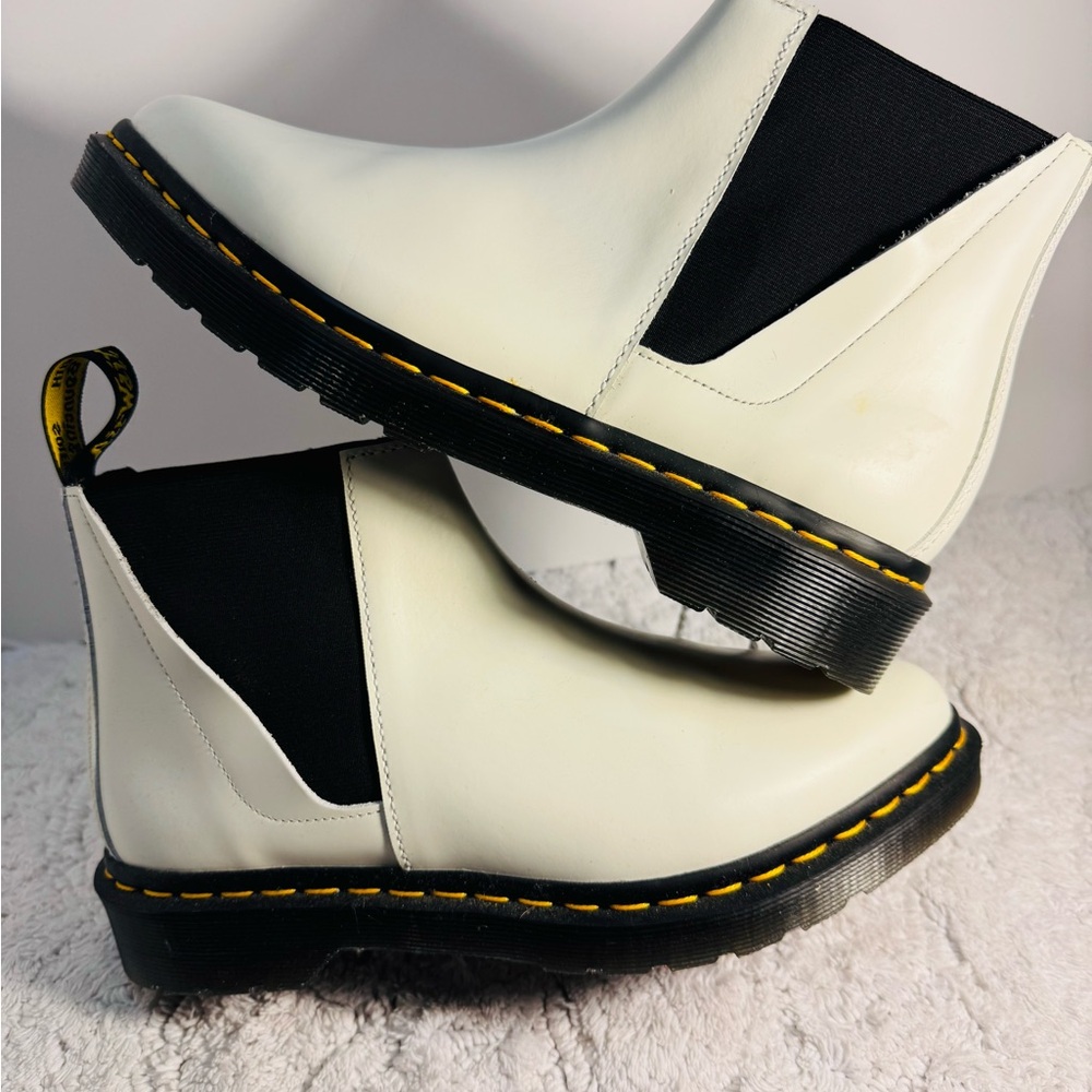 NEW Doc Martens White Chelsea Boots with Black Elastic
